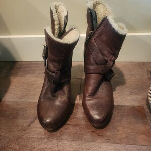 Brown Shearling-Lined Ankle Boots